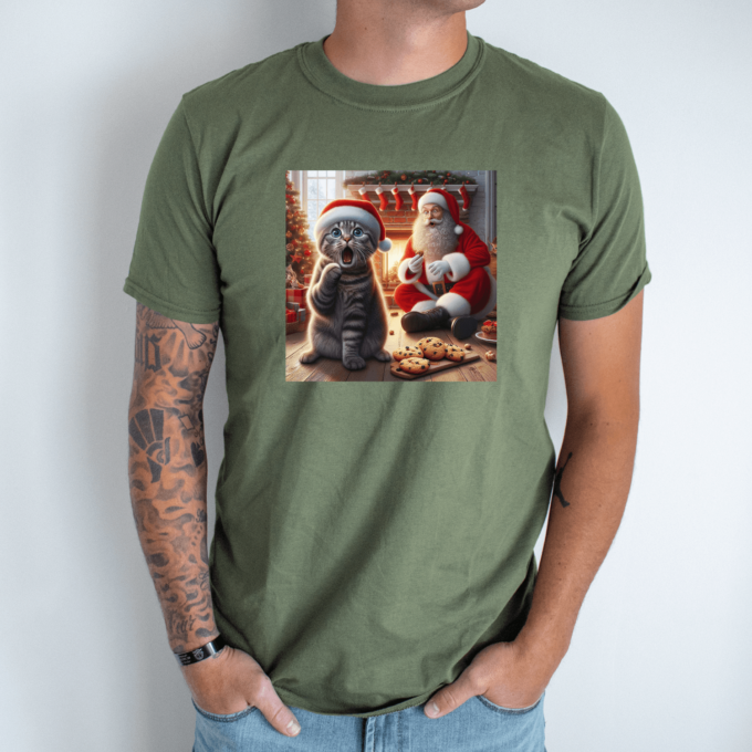 Unisex marškinėliai su spauda „Katinas užklupo senelį“ - Image 5