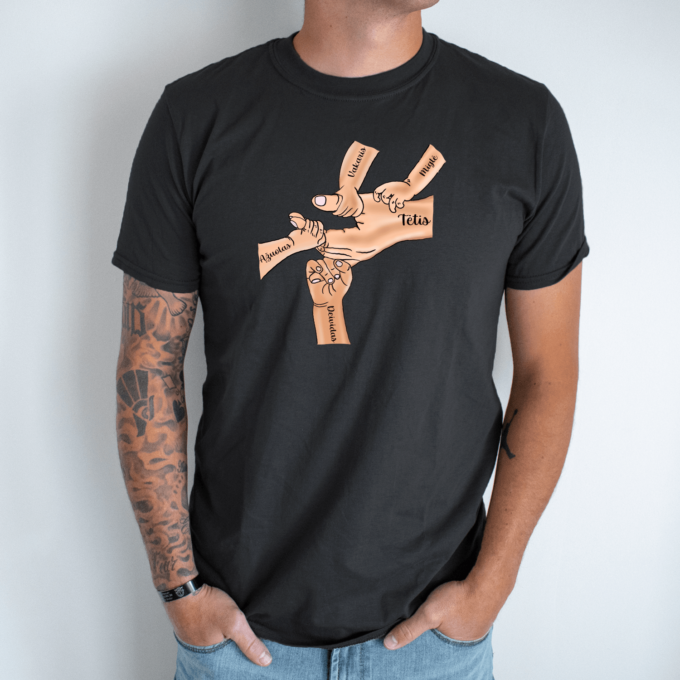 Unisex marškinėliai su spauda „Tėtis su vaikų vardais“ 1-5 vaikai - Image 8