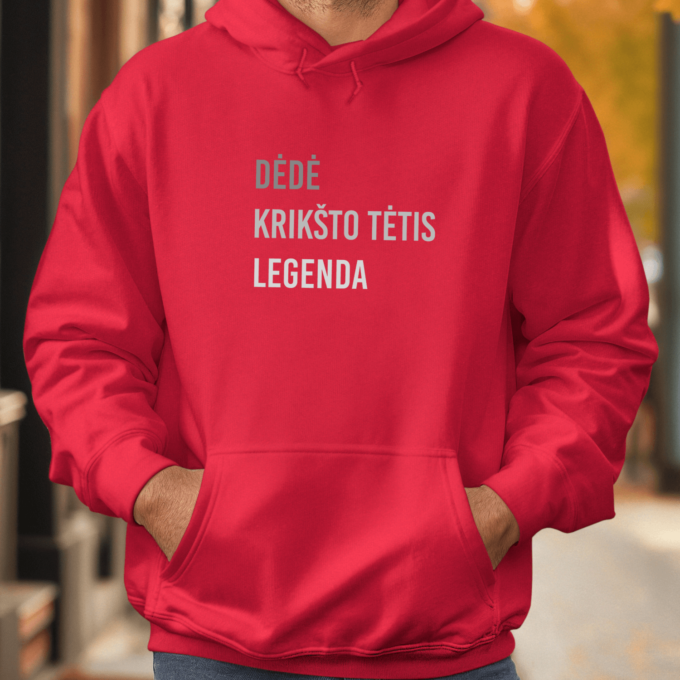 Unisex džemperis su spauda „Dėdė, krikšto tėtis, legenda“ - Image 3