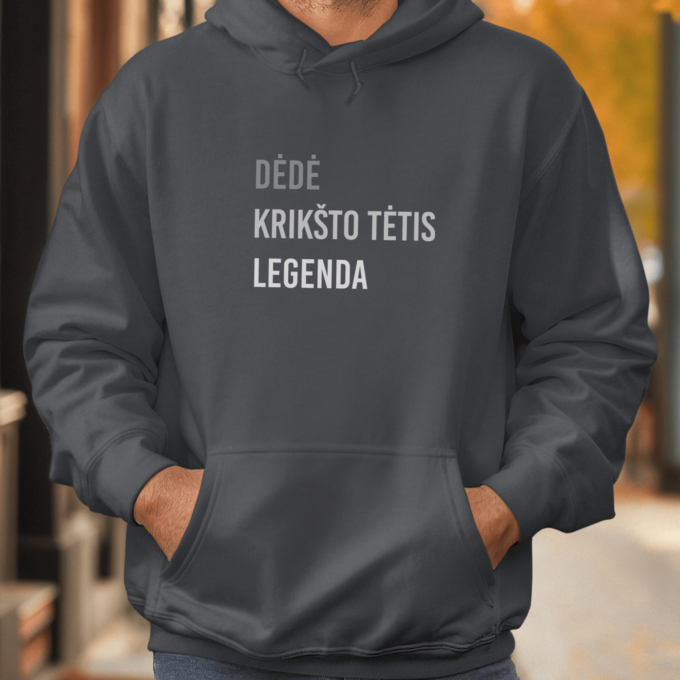 Unisex džemperis su spauda „Dėdė, krikšto tėtis, legenda“ - Image 2