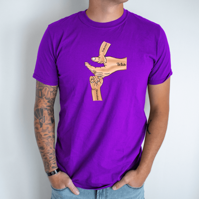 Unisex marškinėliai su spauda „Tėtis su vaikų vardais“ 1-5 vaikai - Image 5