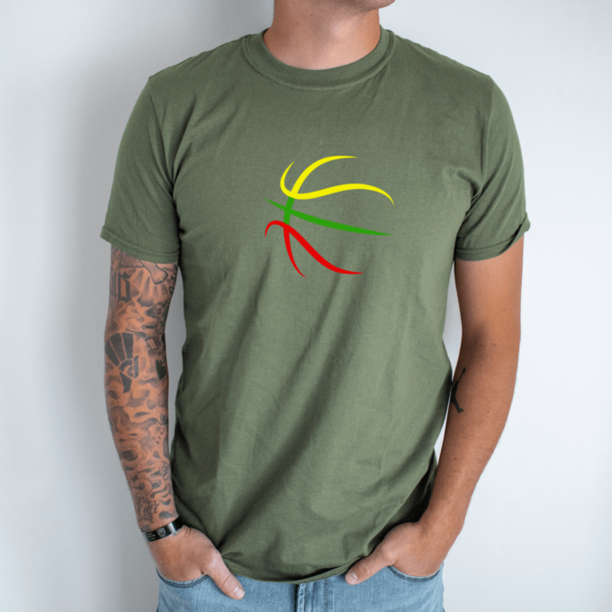 Unisex marškinėliai su spauda „Krepšinio linijos“ - Image 3