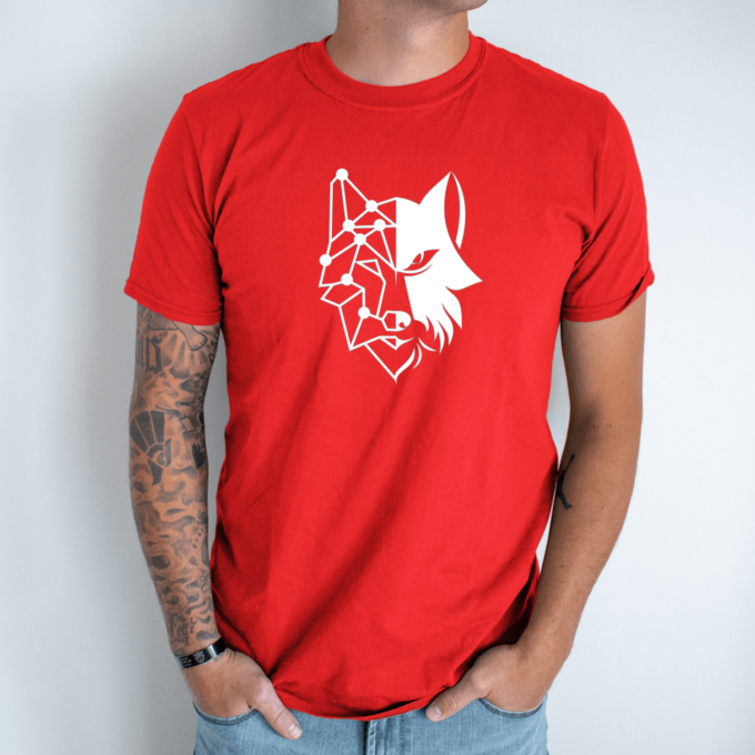 Unisex marškinėliai su spauda „Geometrinis vilkas“ - Image 7