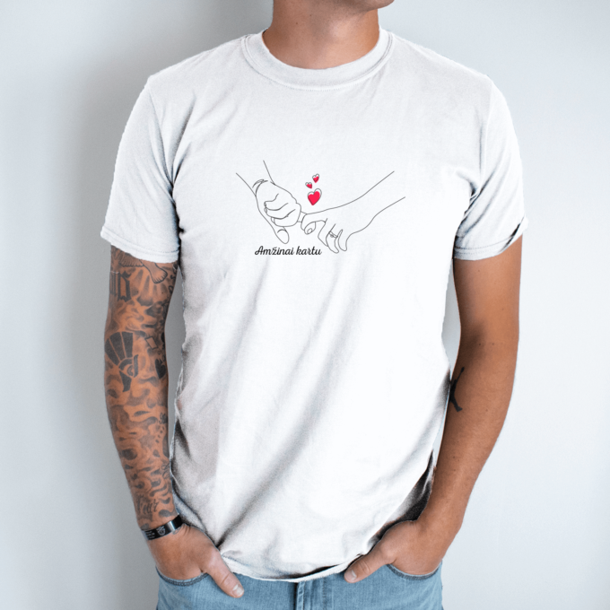 Unisex marškinėliai su spauda „Amžinai kartu“