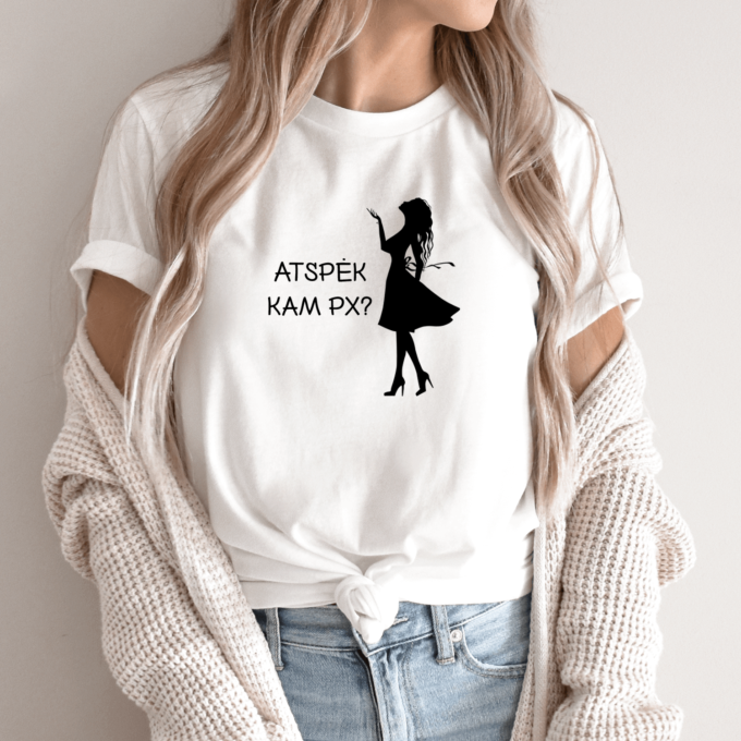 Unisex marškinėliai su spauda „Atspėk kam px?“ - Image 2