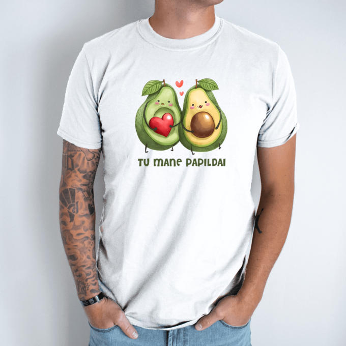 Unisex marškinėliai su spauda „Avokado dalys“