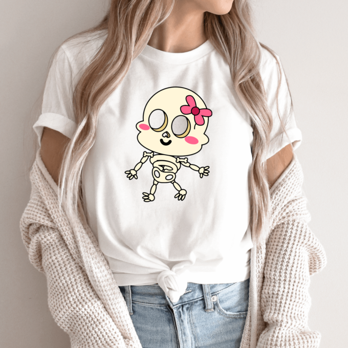 Unisex marškinėliai su spauda „Emo skeletas mergina“ - Image 2