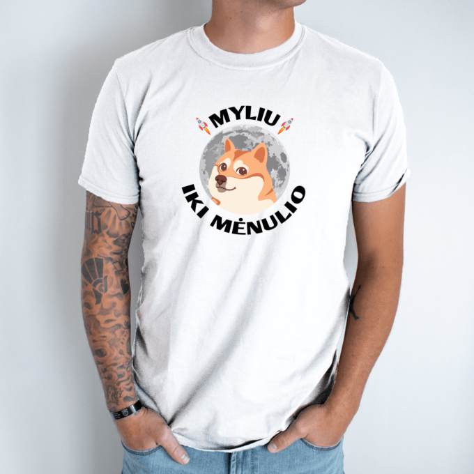 Unisex marškinėliai su spauda „Myliu iki mėnulio“ - Image 2