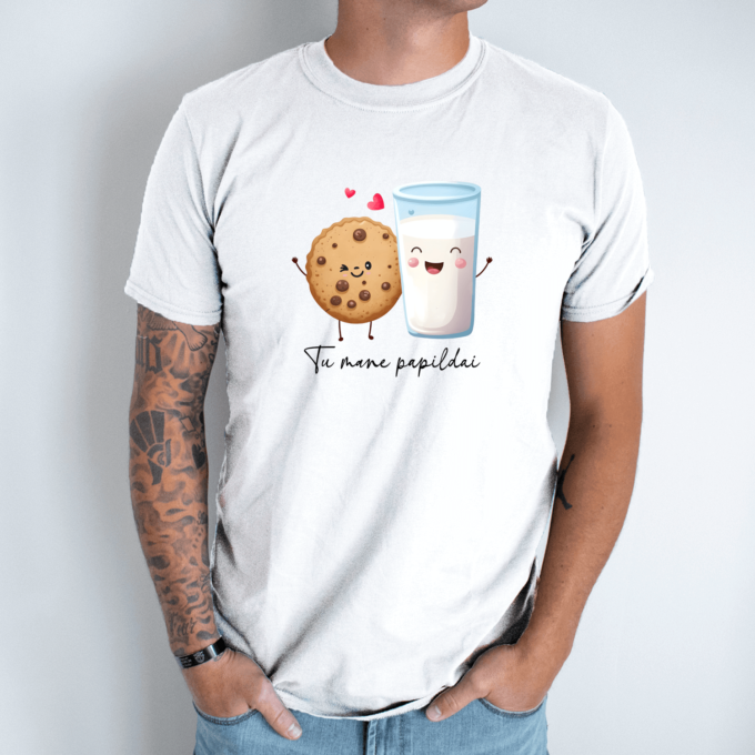 Unisex marškinėliai su spauda „Pienas ir sausainis“ - Image 14