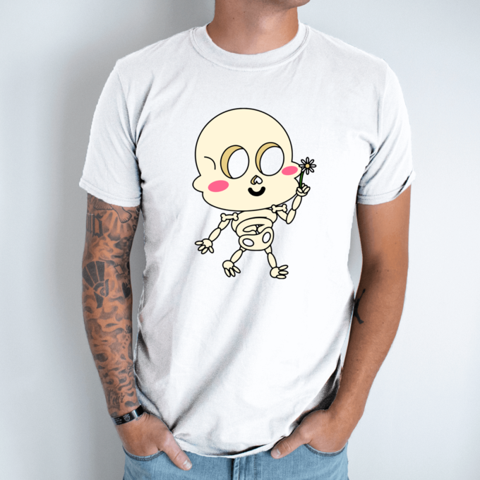 Unisex marškinėliai su spauda „Emo skeletas vaikinas“ - Image 2