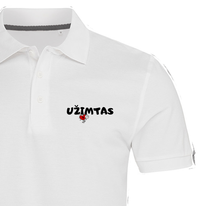Vyriški polo marškinėliai su spauda „Užimtas“
