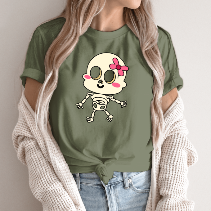 Unisex marškinėliai su spauda „Emo skeletas mergina“ - Image 3