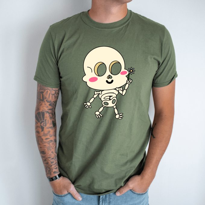 Unisex marškinėliai su spauda „Emo skeletas vaikinas“ - Image 4