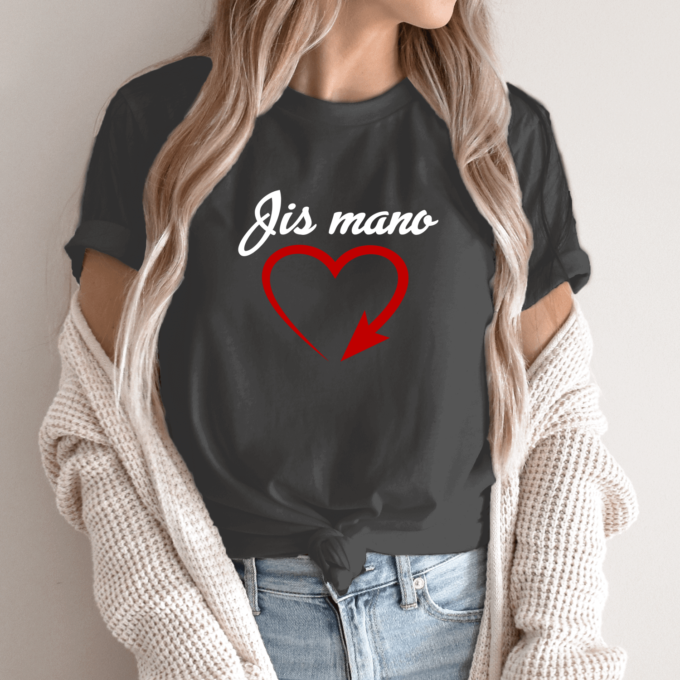Unisex marškinėliai su spauda „Jis mano širdis“ - Image 5