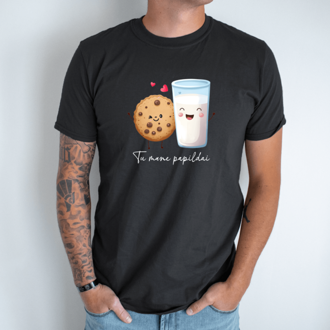 Unisex marškinėliai su spauda „Pienas ir sausainis“ - Image 12