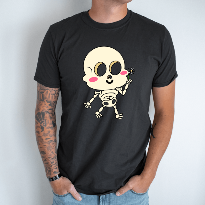 Unisex marškinėliai su spauda „Emo skeletas vaikinas“ - Image 8