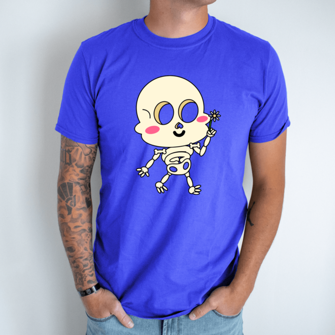 Unisex marškinėliai su spauda „Emo skeletas vaikinas“ - Image 3
