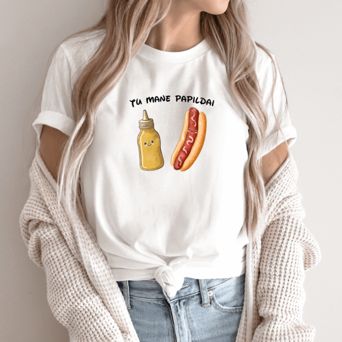 Unisex marškinėliai su spauda „Dešrainis“ - Image 5