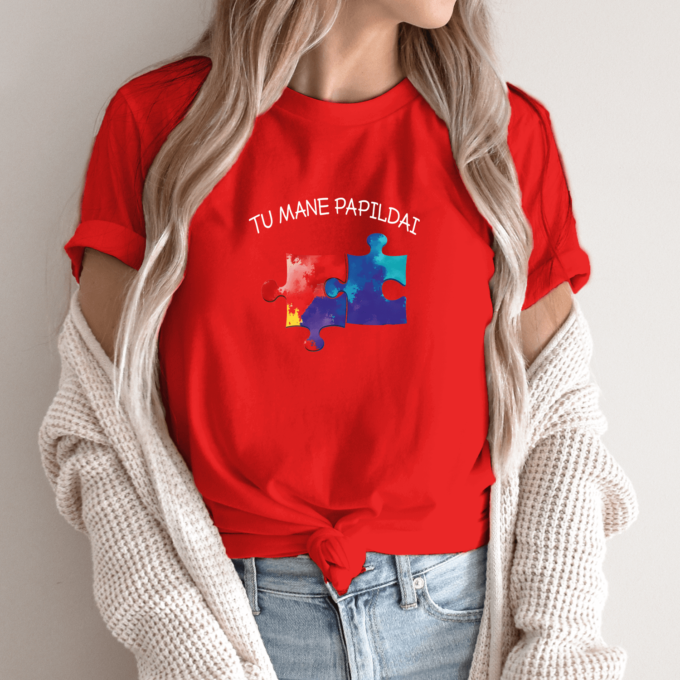 Unisex marškinėliai su spauda „Dėlionės dalys“ - Image 13