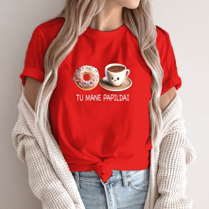 Unisex marškinėliai su spauda „Kava ir spurga“ - Image 13