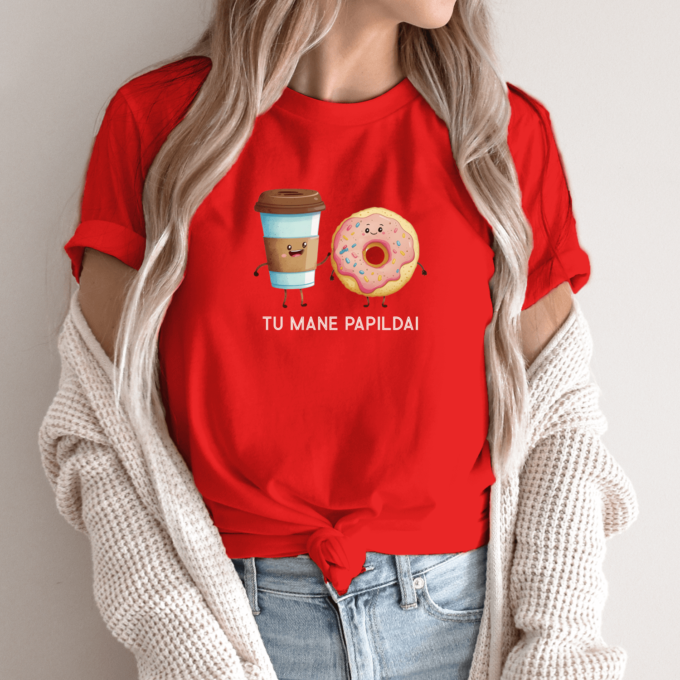Unisex marškinėliai su spauda „Kava su spurga“ - Image 8