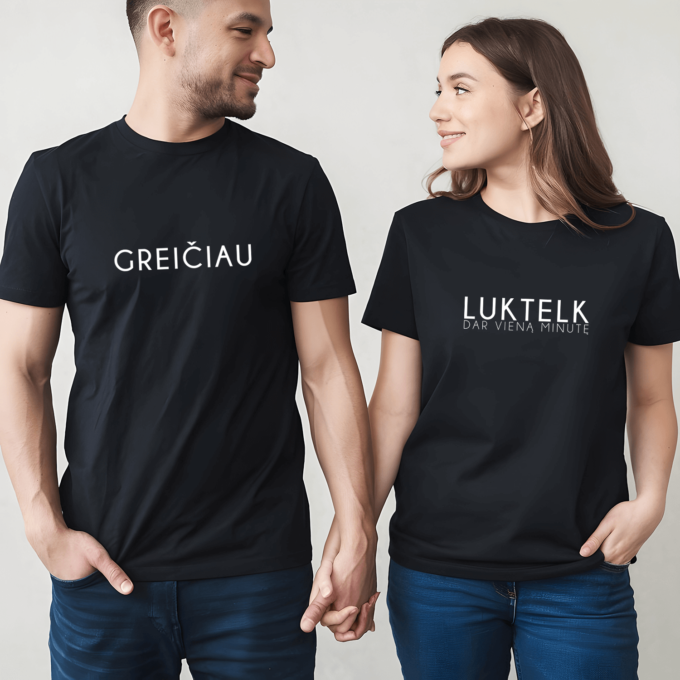 Unisex marškinėliai porai „Luktelk“