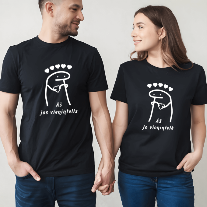 Unisex marškinėliai porai „Vieninteliai“
