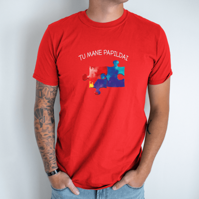 Unisex marškinėliai su spauda „Dėlionės dalys“ - Image 8
