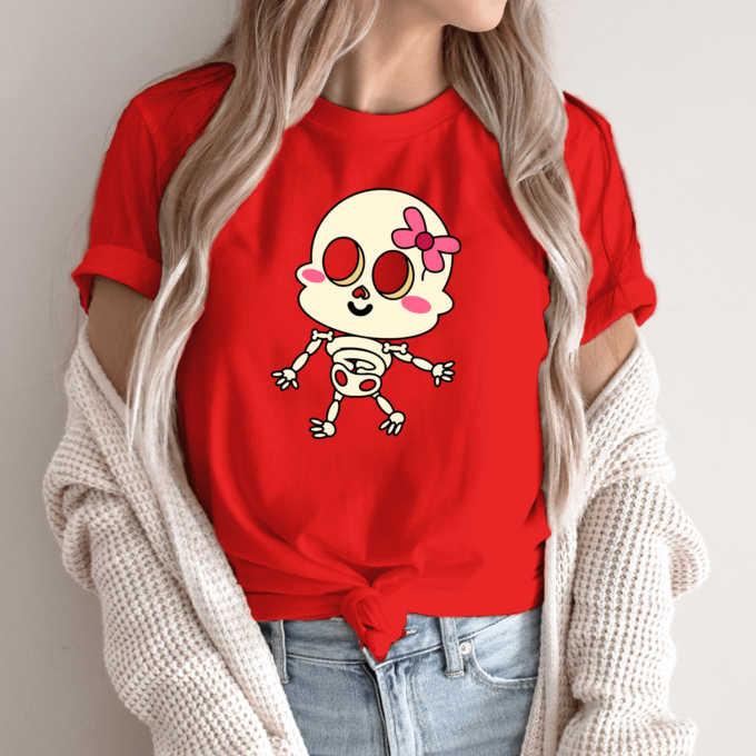 Unisex marškinėliai su spauda „Emo skeletas mergina“ - Image 4