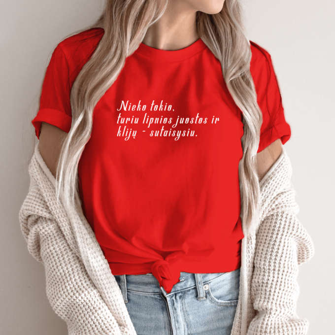 Unisex marškinėliai su spauda „Lipni juosta“ - Image 5
