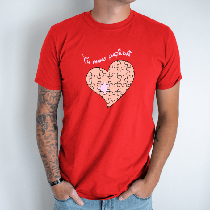 Unisex marškinėliai su spauda „Širdelė dėlionė“ - Image 6