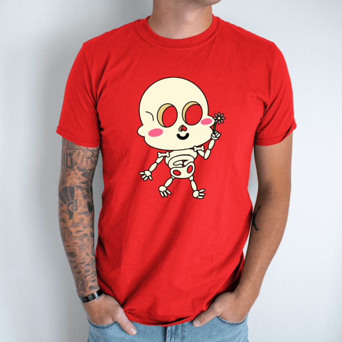 Unisex marškinėliai su spauda „Emo skeletas vaikinas“ - Image 5