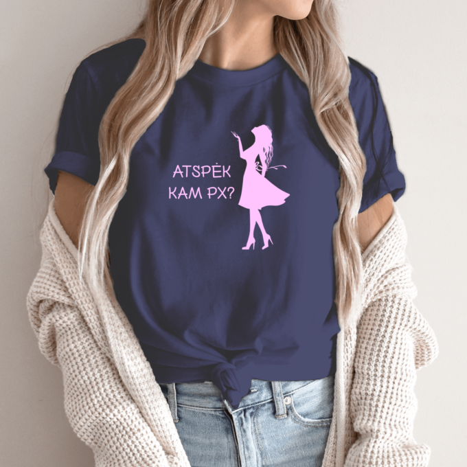 Unisex marškinėliai su spauda „Atspėk kam px?“