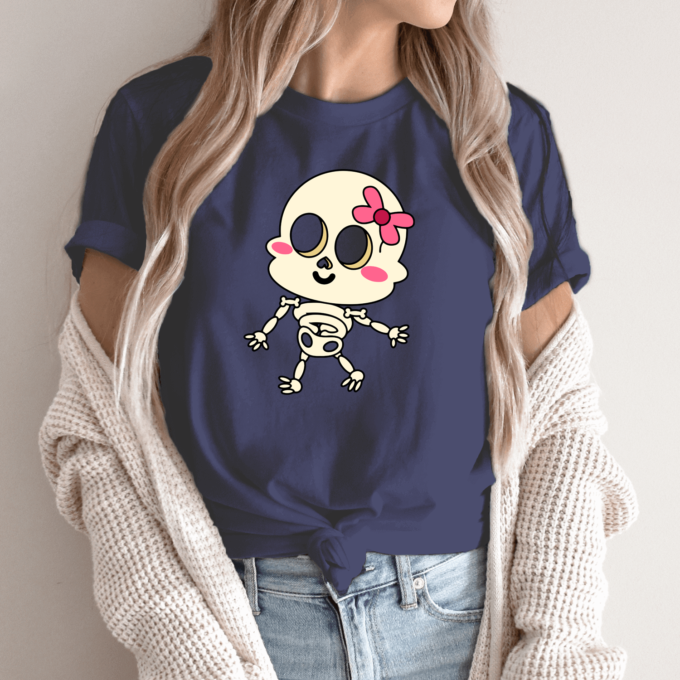 Unisex marškinėliai su spauda „Emo skeletas mergina“