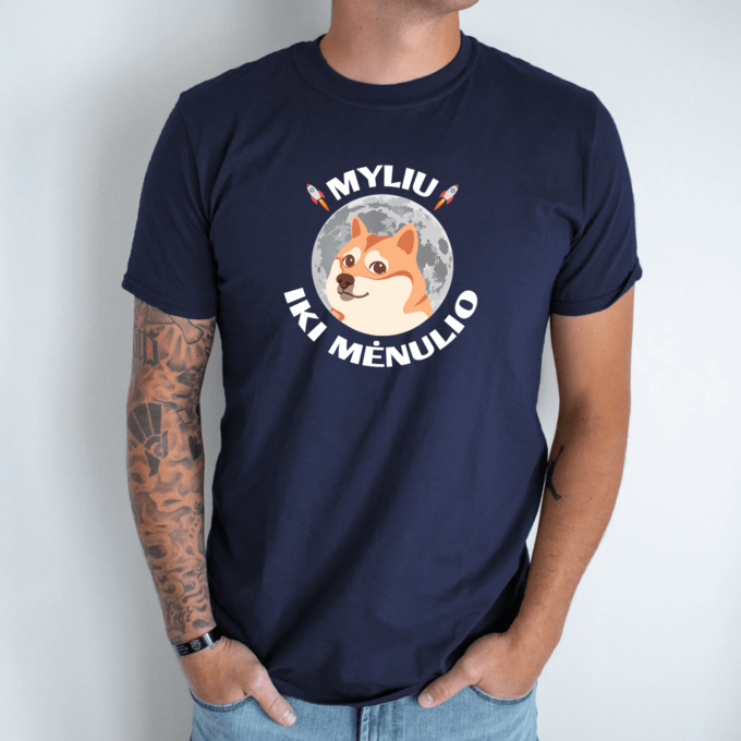 Unisex marškinėliai su spauda „Myliu iki mėnulio“