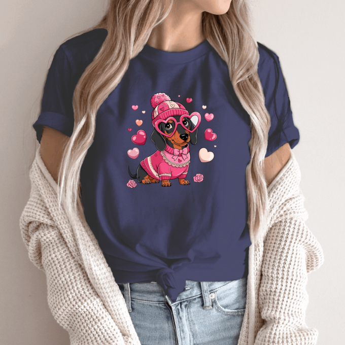 Unisex marškinėliai su spauda „Taksas mano Valentinas“ - Image 4