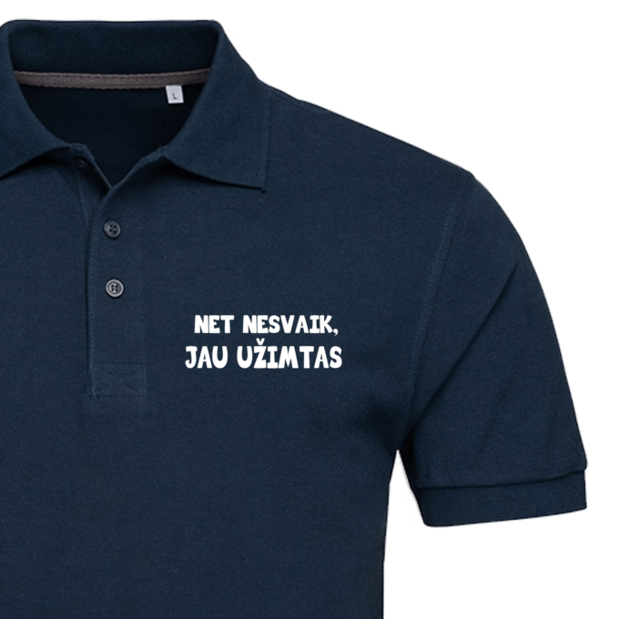 Vyriški polo marškinėliai su spauda „Nesvaik“ - Image 2