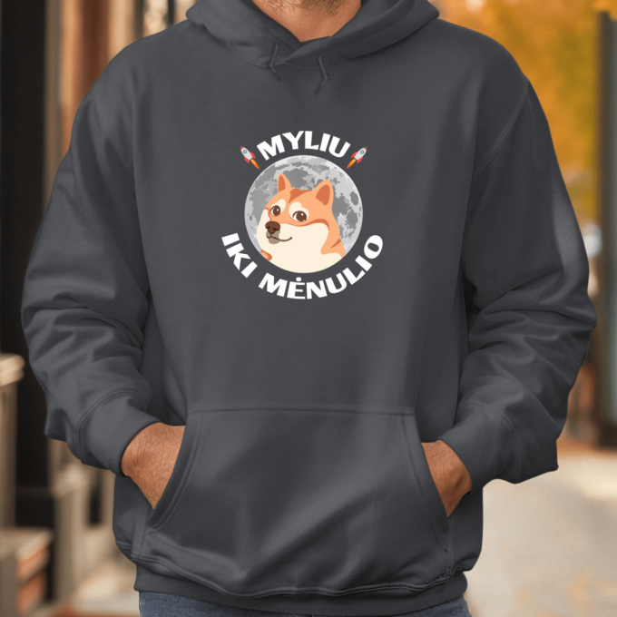Unisex džemperis su spauda „Myliu iki mėnulio“ - Image 2
