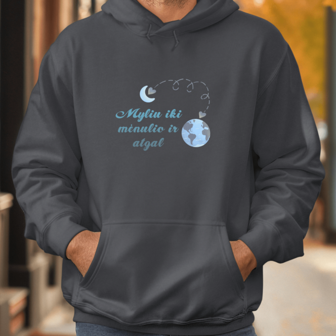 Unisex džemperis su spauda „Myliu iki mėnulio ir atgal“ - Image 4