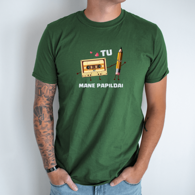 Unisex marškinėliai su spauda „Kasetė“ - Image 5