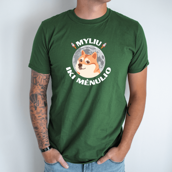 Unisex marškinėliai su spauda „Myliu iki mėnulio“ - Image 3