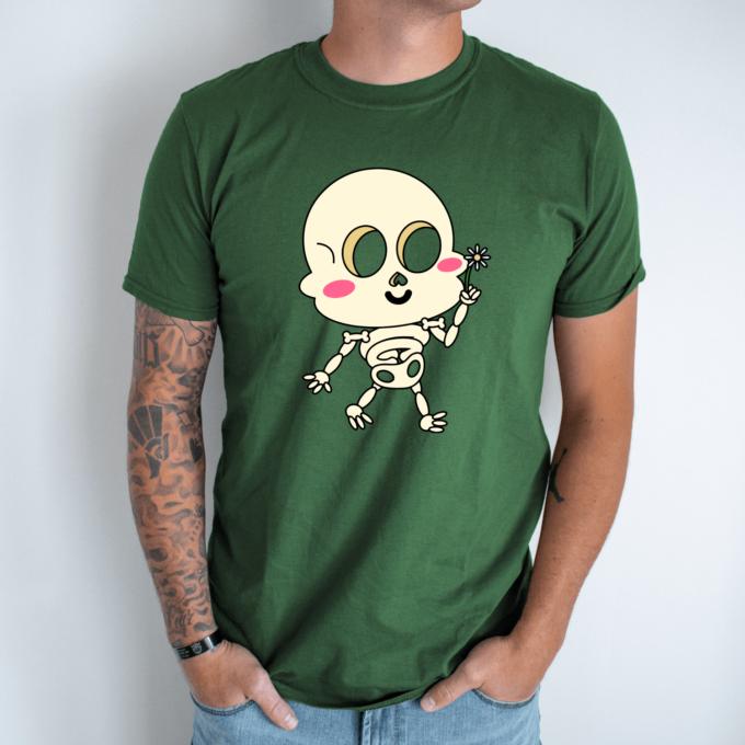Unisex marškinėliai su spauda „Emo skeletas vaikinas“ - Image 7