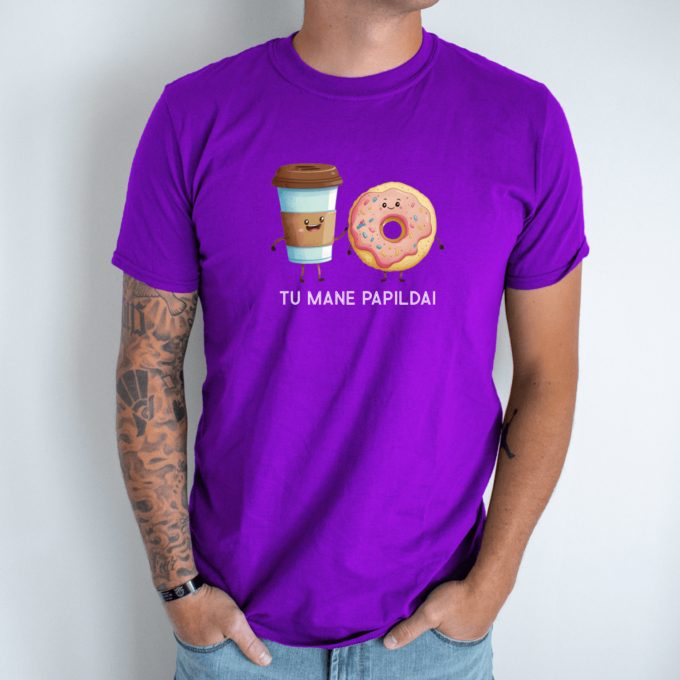 Unisex marškinėliai su spauda „Kava su spurga“ - Image 14