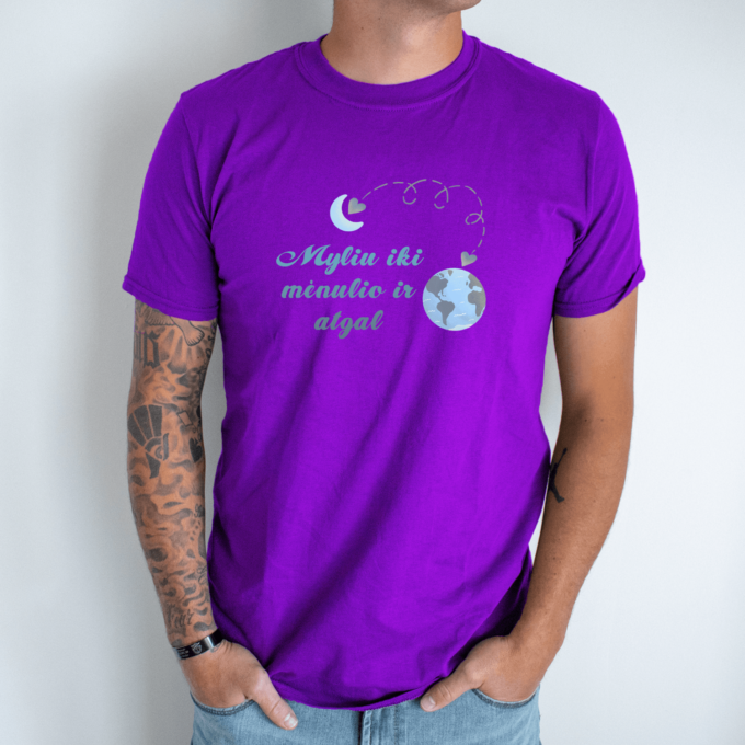 Unisex marškinėliai su spauda „Myliu iki mėnulio ir atgal“ - Image 6