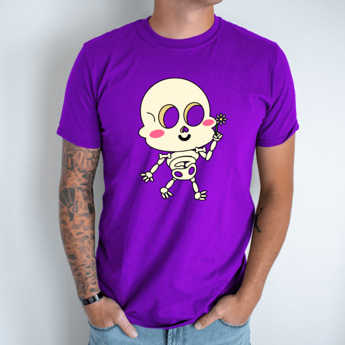 Unisex marškinėliai su spauda „Emo skeletas vaikinas“ - Image 6