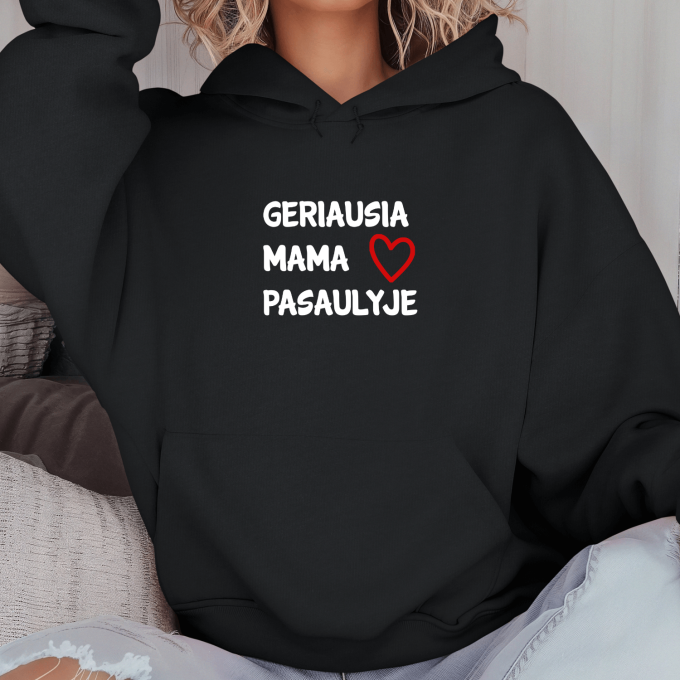 Unisex džemperis su spauda „Geriausia mama pasaulyje“