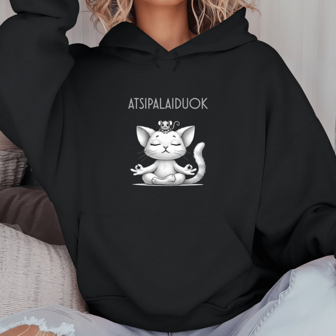 Unisex džemperis su spauda „Atsipalaidavusi pelė“