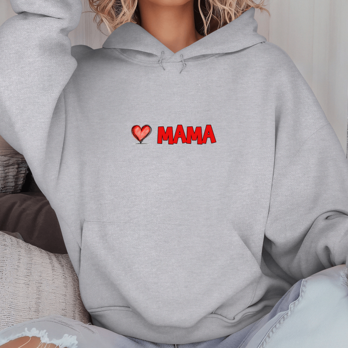 Unisex džemperis su spauda „Mama raudona širdutė“