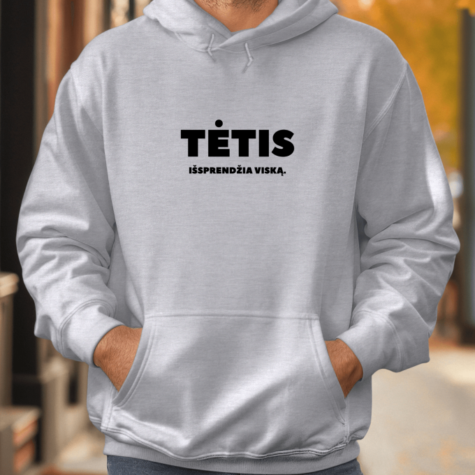Unisex džemperis su spauda „Tėtis išsprendžia viską“