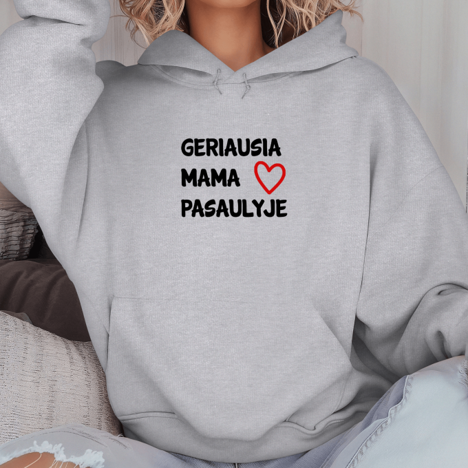 Unisex džemperis su spauda „Geriausia mama pasaulyje“ - Image 2